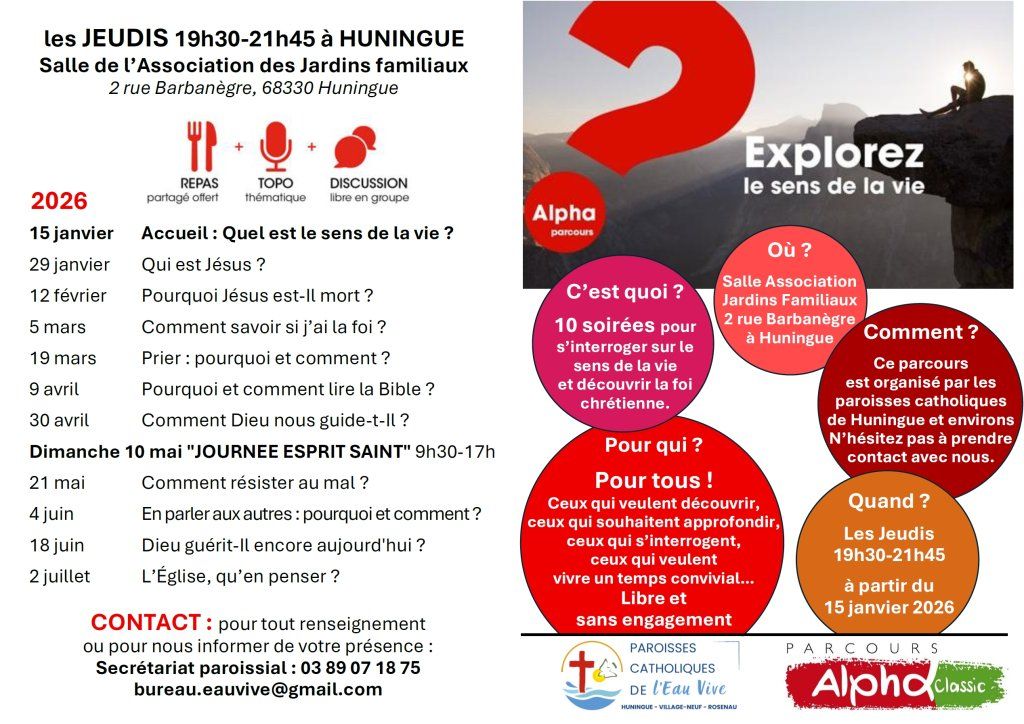  PARCOURS ALPHA à HUNINGUE à partir du 15 janvier 2026